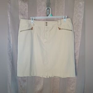 💎 LAUREN Ralph Lauren Women's Beige Knee-Length Skirt Zipper Pockets #0302